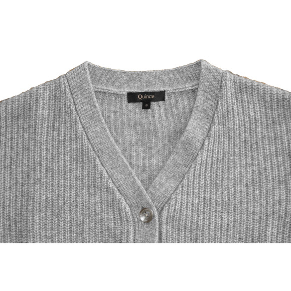 A5 NEW QUINCE Heather Grey Washable Cashmere Girls Fisherman Cardigan Size 6 - Picture 2 of 5